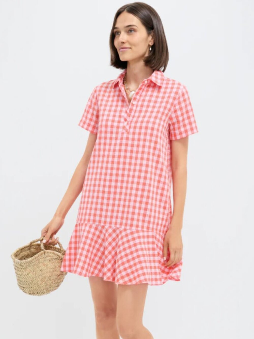 BNWT Tuckernuck Orange and Pink Seersucker Short Sleeve May Dress